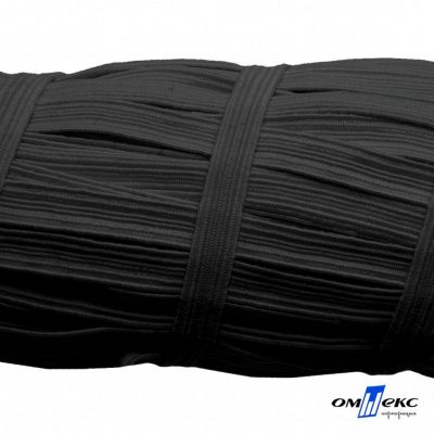 Резиновые нити с текстильным покрытием, шир. 6 мм (55 м/уп), цв.-черный - купить в Новочеркасске. Цена: 210.75 руб.