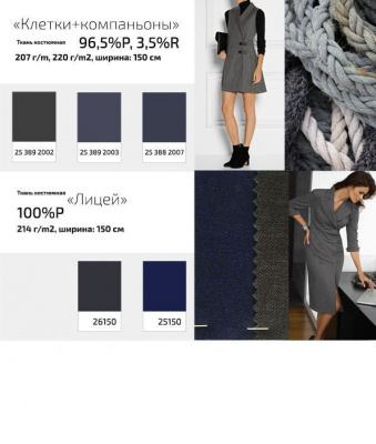 Ткань костюмная 21010 2167, 225 гр/м2, шир.150см, цвет серый - купить в Новочеркасске. Цена 390.73 руб.