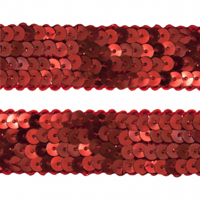 Тесьма с пайетками 3, шир. 20 мм/уп. 25+/-1 м, цвет красный - купить в Новочеркасске. Цена: 778.19 руб.