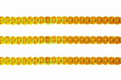 Пайетки "ОмТекс" на нитях, CREAM, 6 мм С / упак.73+/-1м, цв. 92 - золото - купить в Новочеркасске. Цена: 484.77 руб.