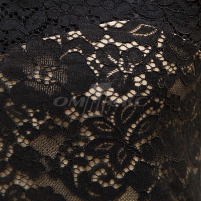 Кружевное полотно #3378, 150 гр/м2, шир.150см, цвет чёрный - купить в Новочеркасске. Цена 370.97 руб.
