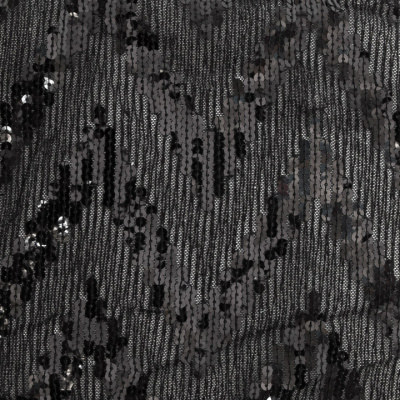 Трикотажное полотно с пайетками, шир.130 см, #311-бахрома чёрная - купить в Новочеркасске. Цена 1 183.35 руб.