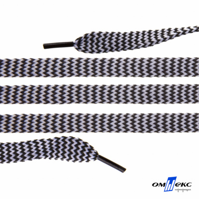Шнурки #107-07, плоские 130 см, двухцветные цв.серый/чёрный - купить в Новочеркасске. Цена: 23.03 руб.