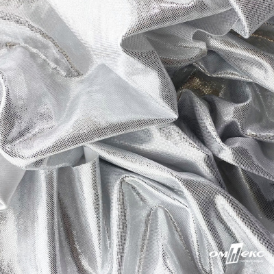 Трикотажное полотно голограмма, шир.140 см, #602 -белый/серебро - купить в Новочеркасске. Цена 385.88 руб.