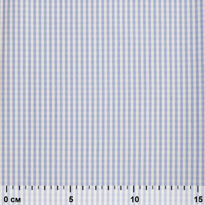 Ткань сорочечная Клетка Виши, 115 г/м2, 58% пэ,42% хл, шир.150 см, цв.2-голубой, (арт.111) - купить в Новочеркасске. Цена 309.82 руб.