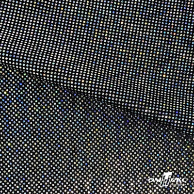 Трикотажное полотно голограмма, шир.140 см, #601-хамелеон чёрный - купить в Новочеркасске. Цена 452.76 руб.