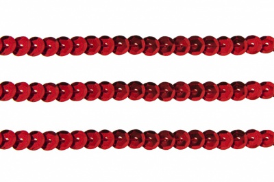Пайетки "ОмТекс" на нитях, SILVER-BASE, 6 мм С / упак.73+/-1м, цв. 3 - красный - купить в Новочеркасске. Цена: 468.37 руб.