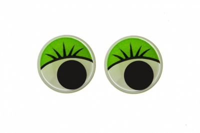 Глазки для игрушек, круглые, с бегающими зрачками, 15 мм/упак.50+/-2 шт, цв. -зеленый - купить в Новочеркасске. Цена: 113.01 руб.