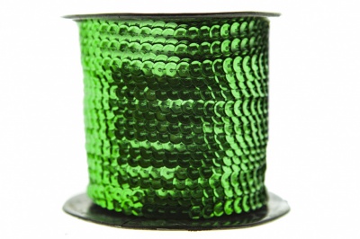 Пайетки "ОмТекс" на нитях, SILVER-BASE, 6 мм С / упак.73+/-1м, цв. 4 - зеленый - купить в Новочеркасске. Цена: 484.77 руб.