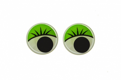 Глазки для игрушек, круглые, с бегающими зрачками, 12 мм/упак.50+/-2 шт, цв. -зеленый - купить в Новочеркасске. Цена: 95.04 руб.