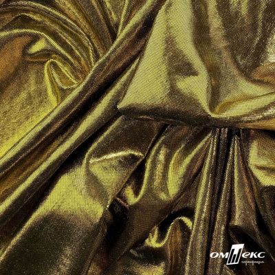 Трикотажное полотно голограмма, шир.140 см, #602 -чёрный/золото - купить в Новочеркасске. Цена 385.88 руб.