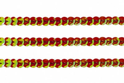 Пайетки "ОмТекс" на нитях, CREAM, 6 мм С / упак.73+/-1м, цв. 96 - красный - купить в Новочеркасске. Цена: 484.77 руб.