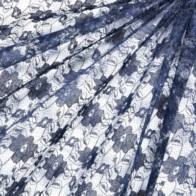 Кружевное полотно гипюр 10102, шир.150 см, цвет т.синий/dark blue - купить в Новочеркасске. Цена 177.14 руб.